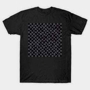 Warped Checkerboard, Black and Grey T-Shirt